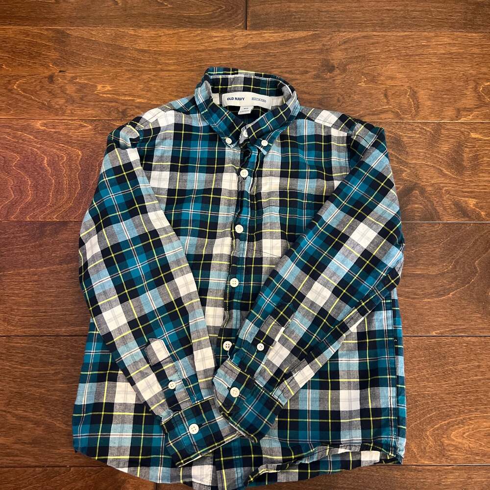 Old Navy Boys Button Down Long Sleeve Shirt Sz L 10-12
